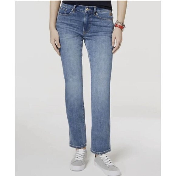 Tommy Hilfiger denim Tribeca Straight-Leg Mid-Rise Jeans Size 8 Blue NEW - Picture 1 of 5